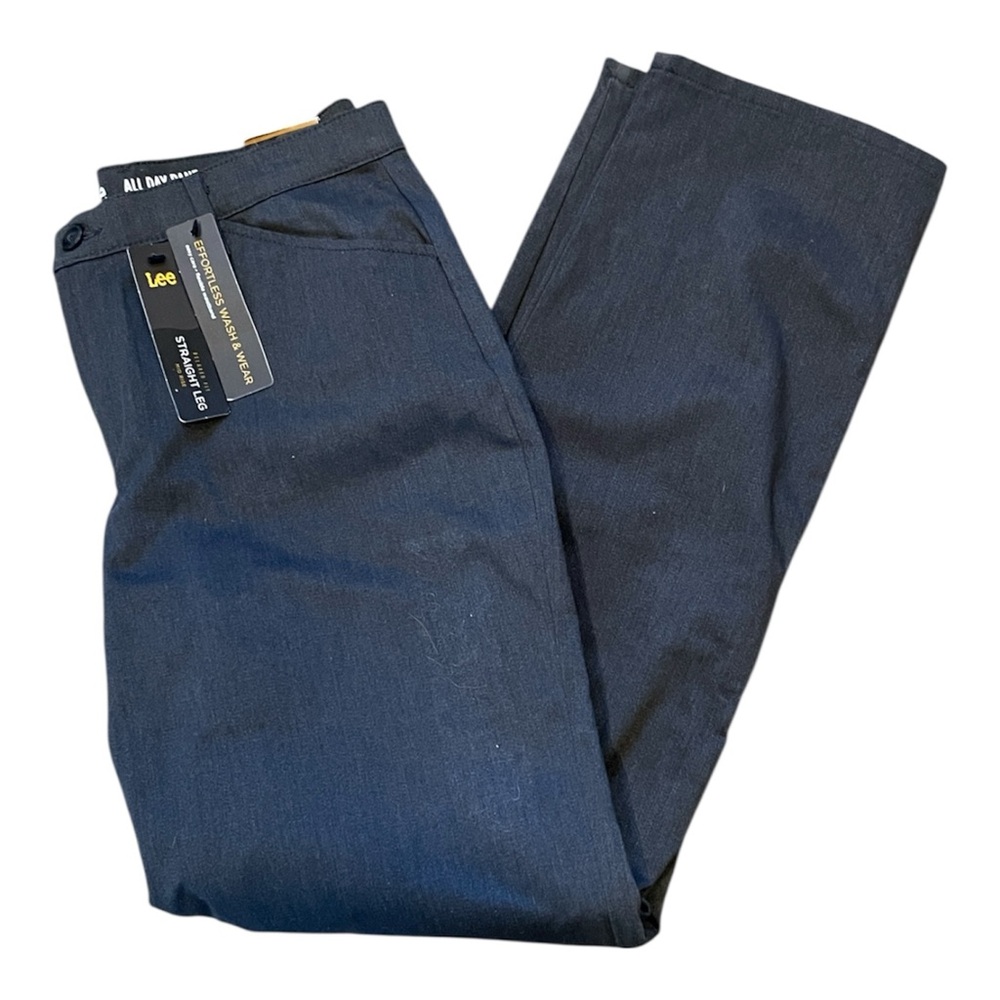 Lee All Day Straight Leg Charcoal‎ Wash & Wear Pants Sz 8